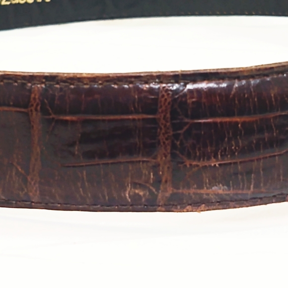 Vintage Vicenza Brown Alligator Belt with Oversized Silver Crescent Moon… - Picture 5 of 12